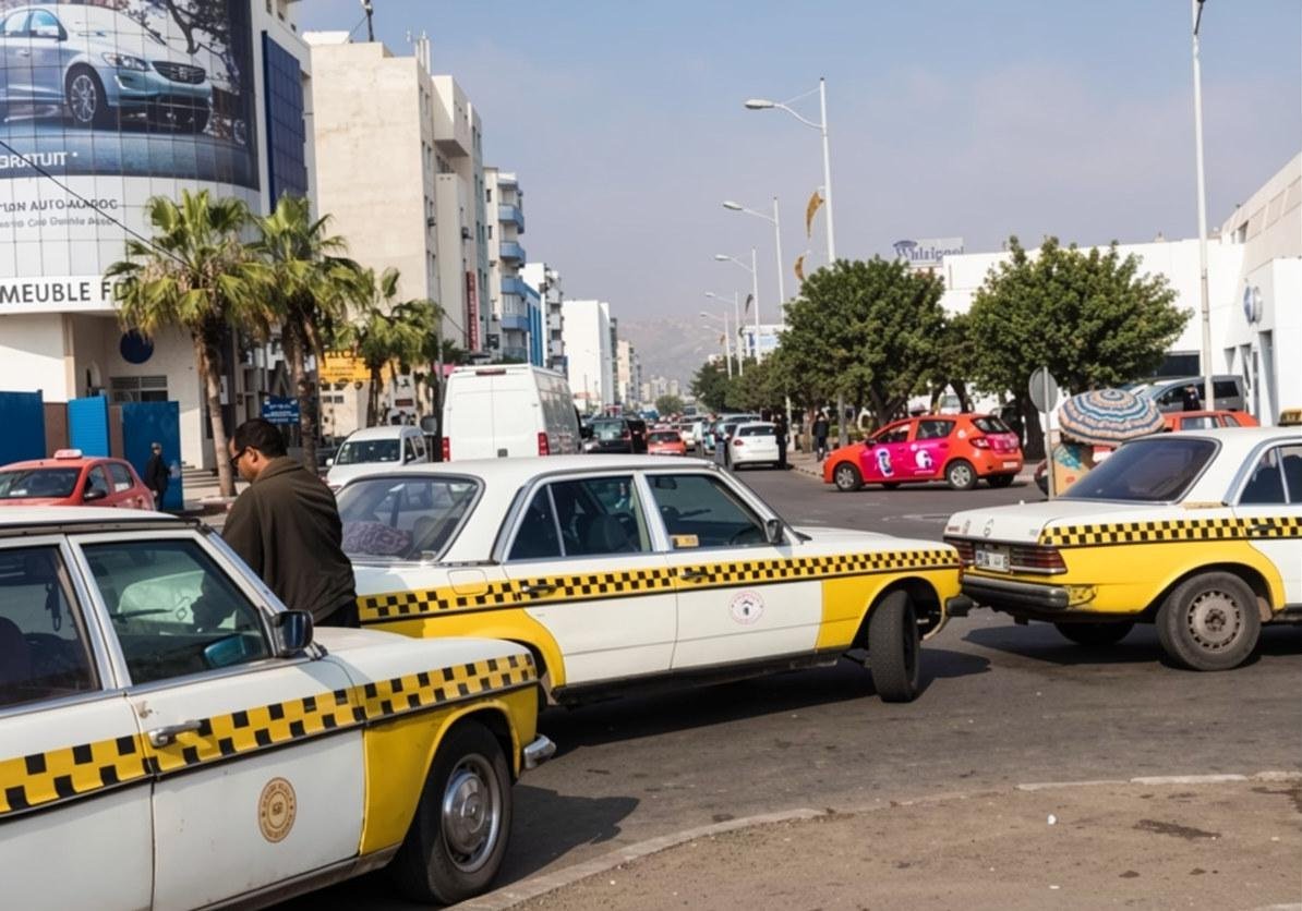 Petits taxis dans le centre-ville d'Agadir